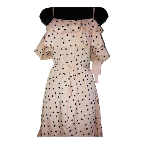 Anthropologie Avec les filles‎ pink polka dot ruffled tiered belted dress size 4 - Picture 13 of 16
